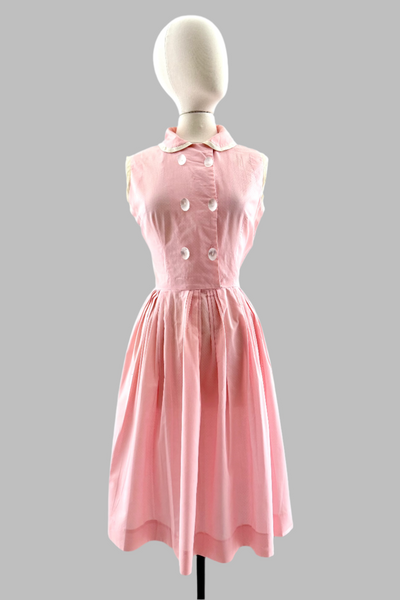 1950s Pink Swiss Dot Dress