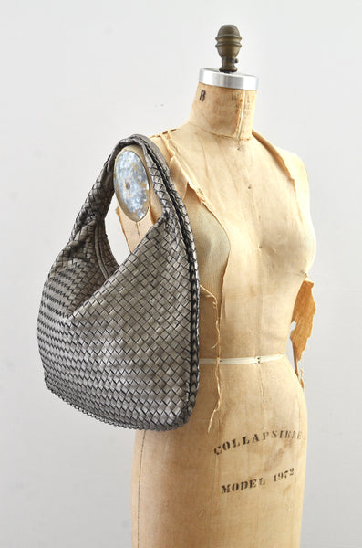 Bottega Veneta Intrecciato Veneta Hobo Silver