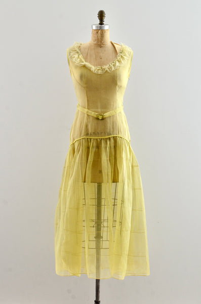 Vintage 1930's Yellow Organza Dress