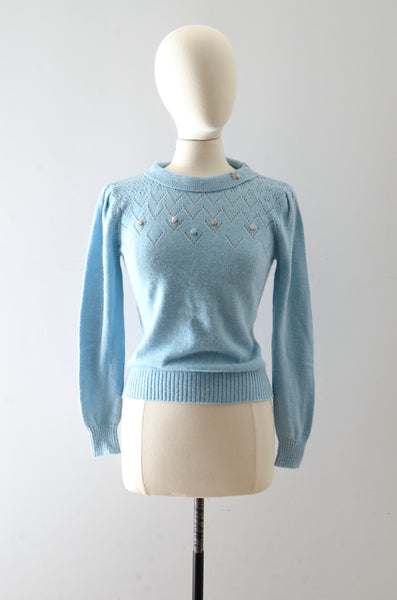 Vintage 1970s Pointelle Sweater