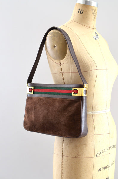 Rare 1970s Gucci Suede Shoulder Bag