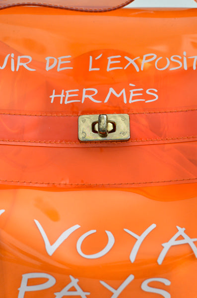 1998 HERMÈS Orange Transparent Bag Beach Vinyl Handbag