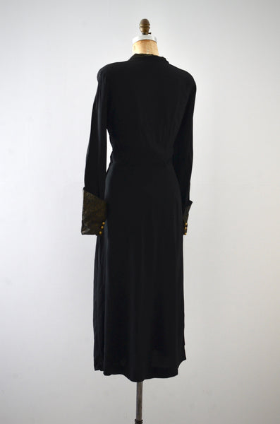 Vintage 1940s Noir Dress