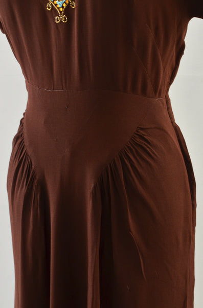 Vintage Egyptian Style Fred A. Block Beaded Dress