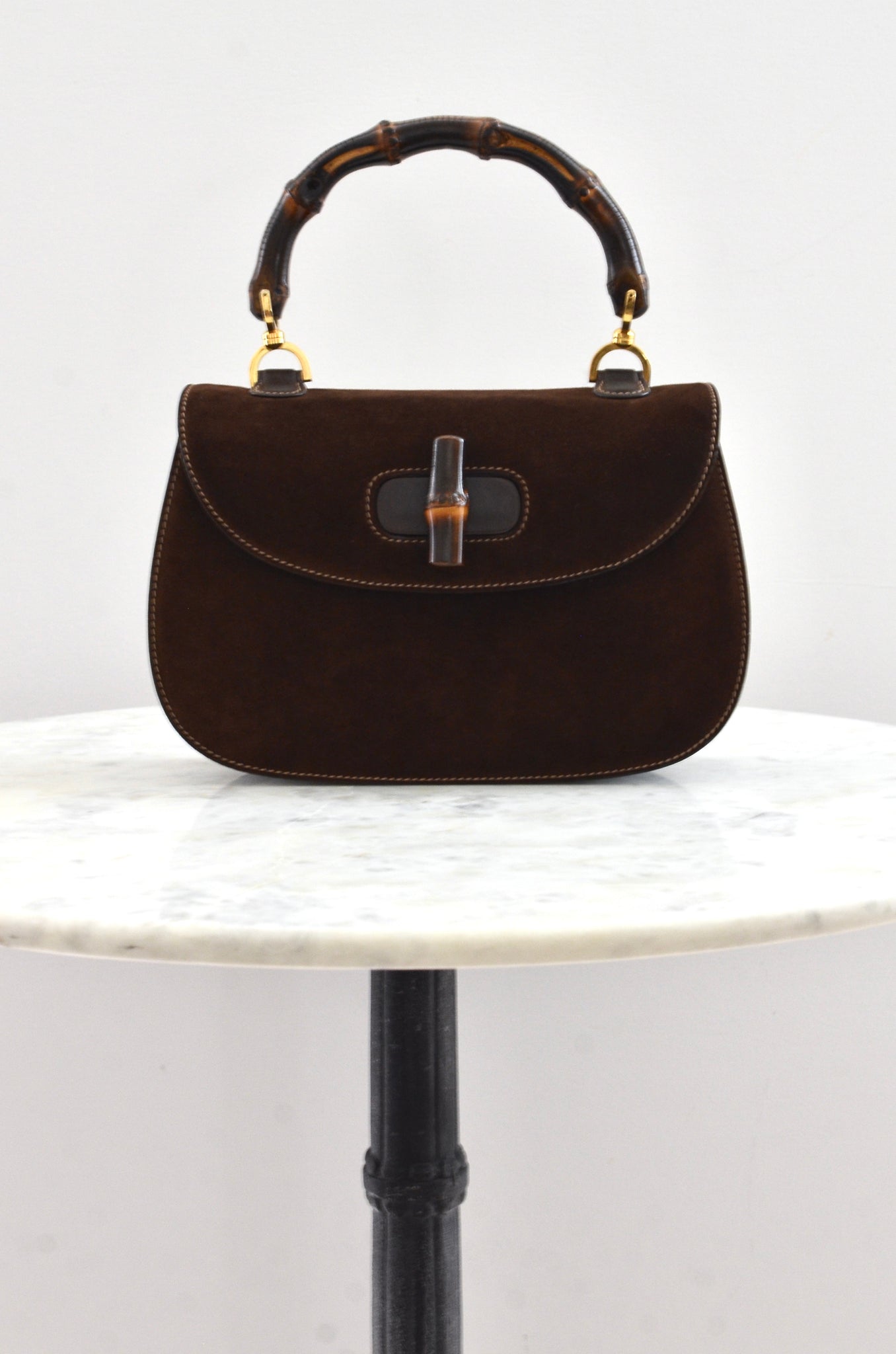 Gucci 1960s Suede Bamboo 1947 Bag - Main Image