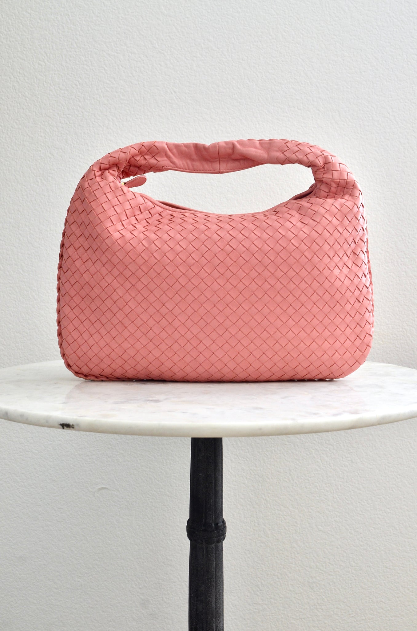 Bottega Veneta PINK Medium Intrecciato Veneta Hobo Bag