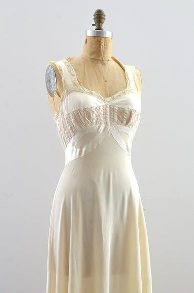 Vintage 1940s Champagne Satin Gown