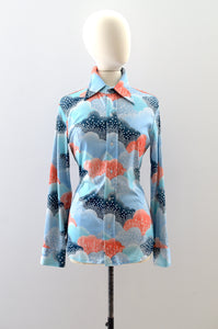 Vintage 1970s Novelty Print Shirt