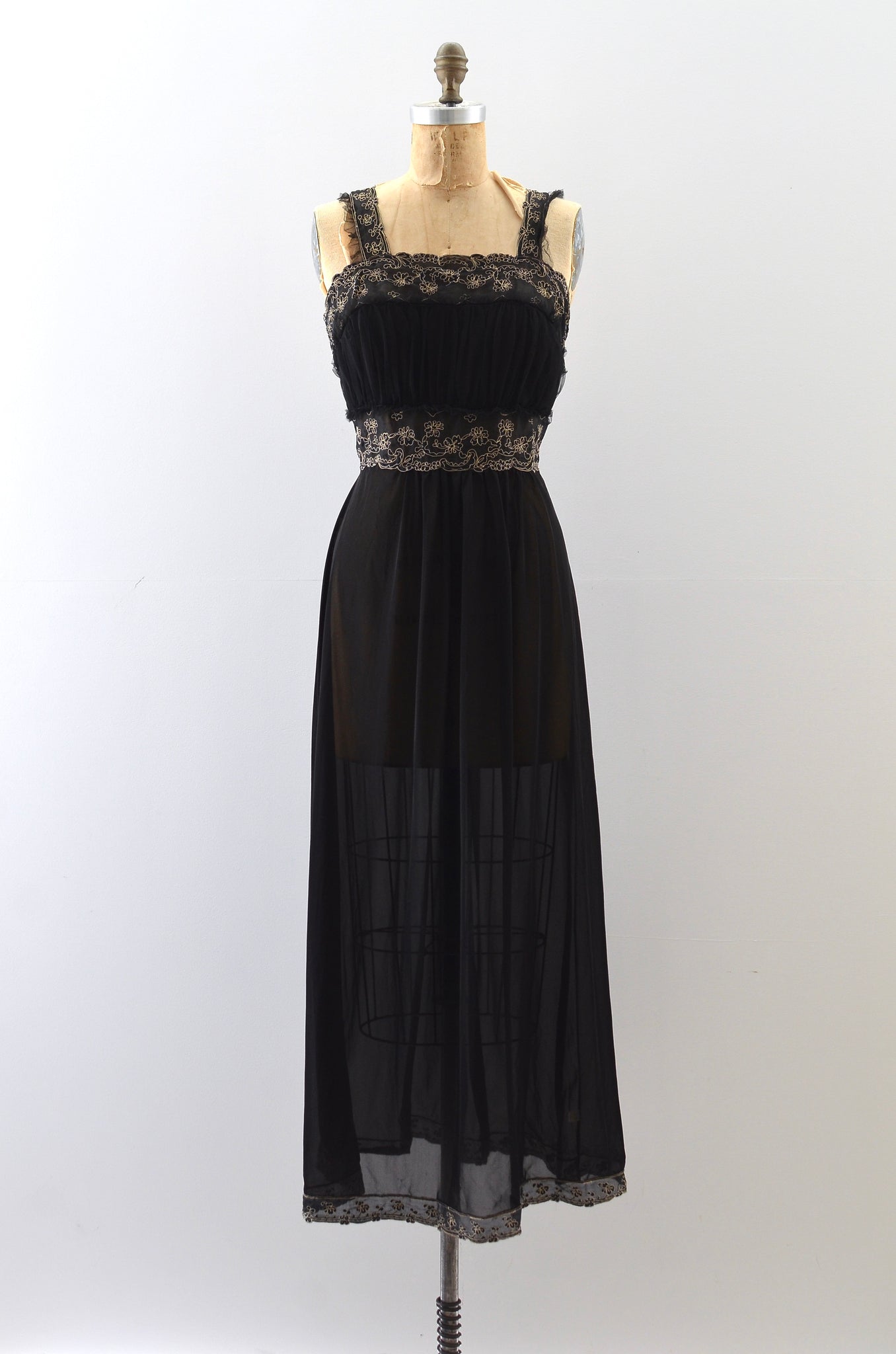 Vintage 1950s Soutache Noir Negligee