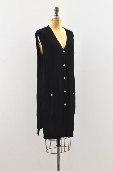 Vintage Black Crinkled Jumper Dress