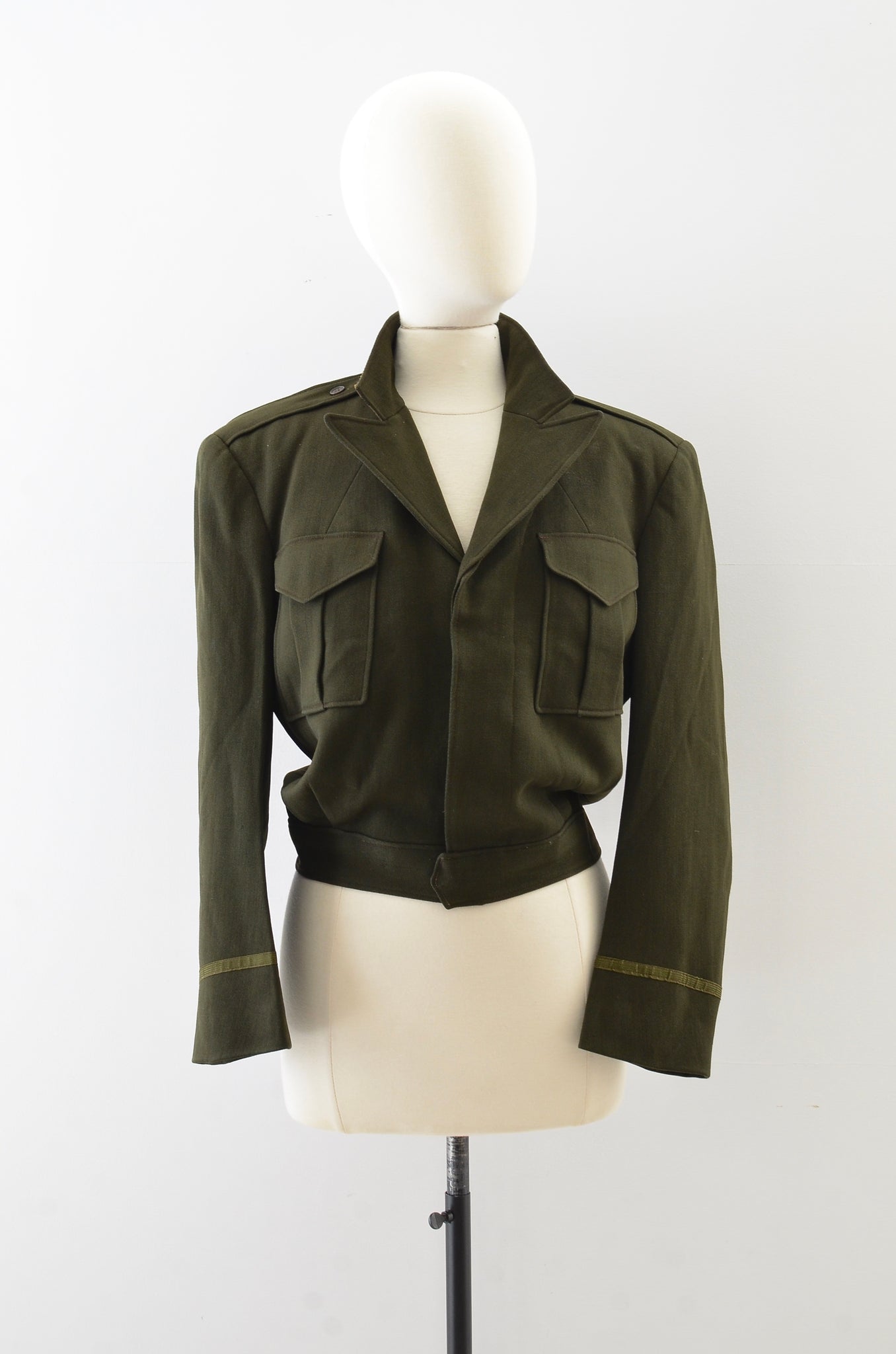 1940s Army Green Cropped Jacket