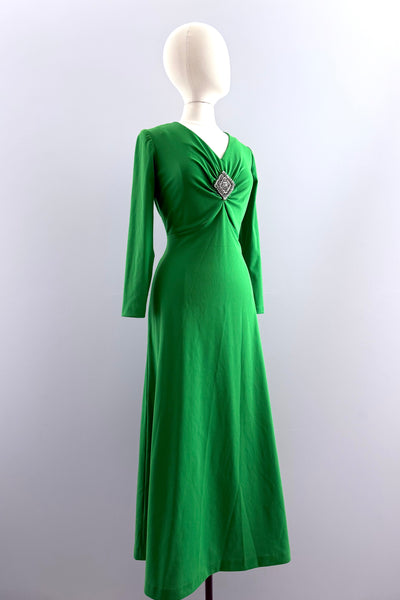 1970s Green Maxi Dress