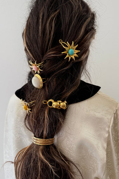 Vintage Hair Clip Barrette - Blue Center