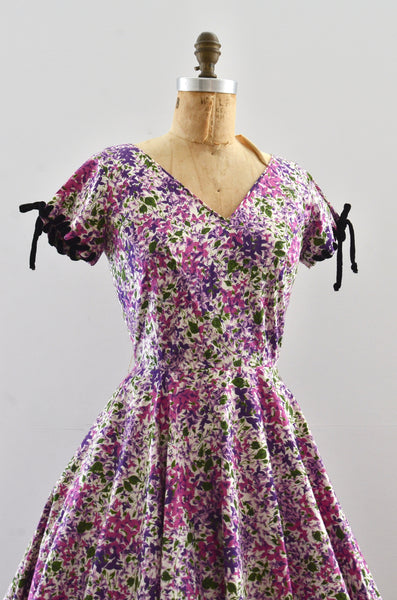 Vintage 1950's Lace-Up Floral Dress