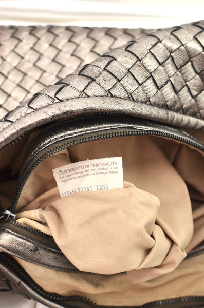 Bottega Veneta Intrecciato Veneta Hobo Silver