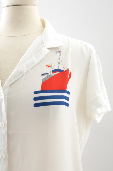 Vintage Nautical Prin Top