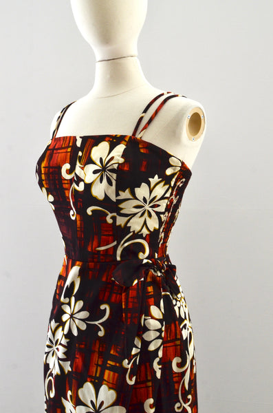 Vintage 1960's Sarong Hawaiian Dress
