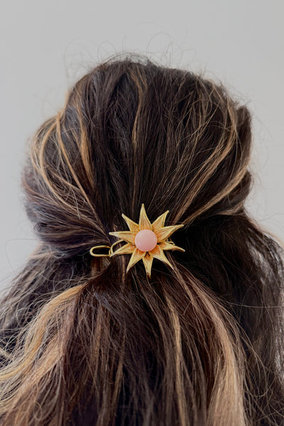Vintage Hair Clip Barrette - Pink Center