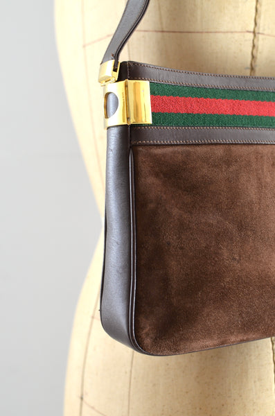 Rare 1970s Gucci Suede Shoulder Bag