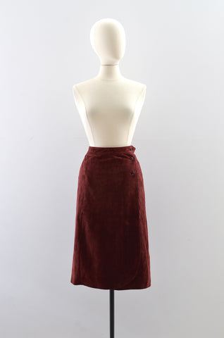 Vintage Suede Wrap Skirt