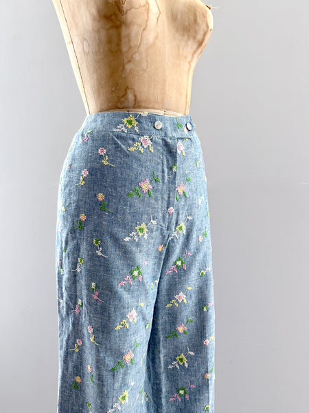 1970s Embroidered Pants