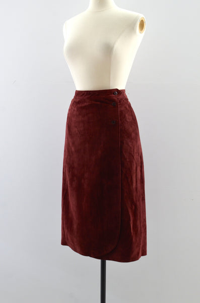 Vintage Suede Wrap Skirt