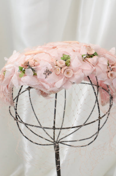 Vintage Pink Floral Petal Hat