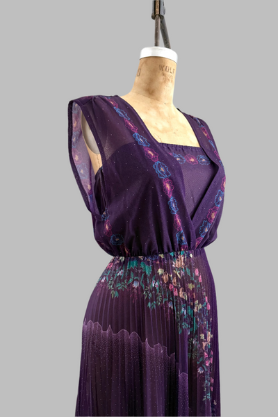 Vintage 1970s Aubergine Sheer Dress