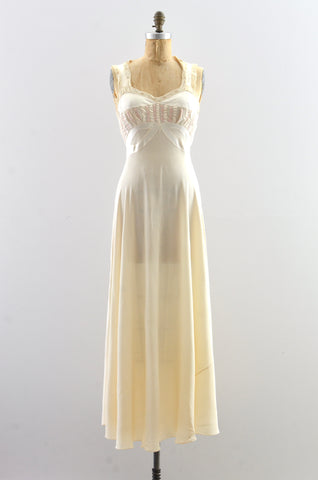 Vintage 1940s Champagne Satin Gown