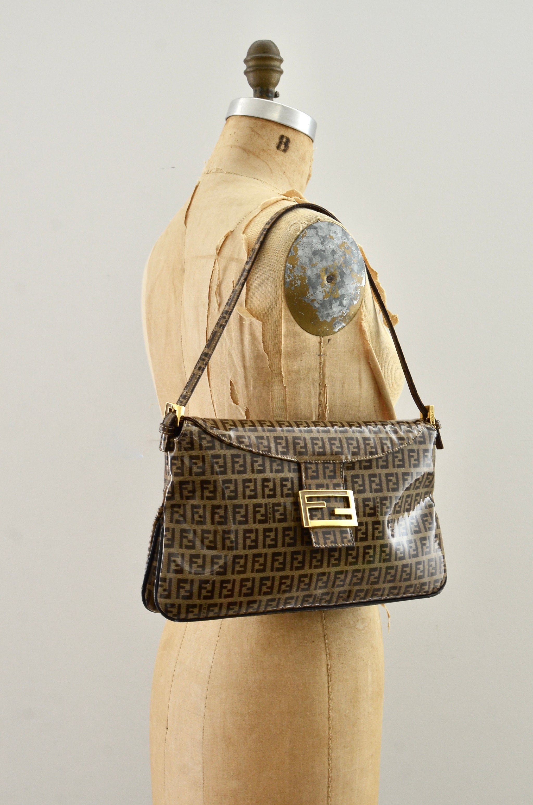 Fendi Mamma Baguette Tobacco Zucchino Bag Pickled Vintage