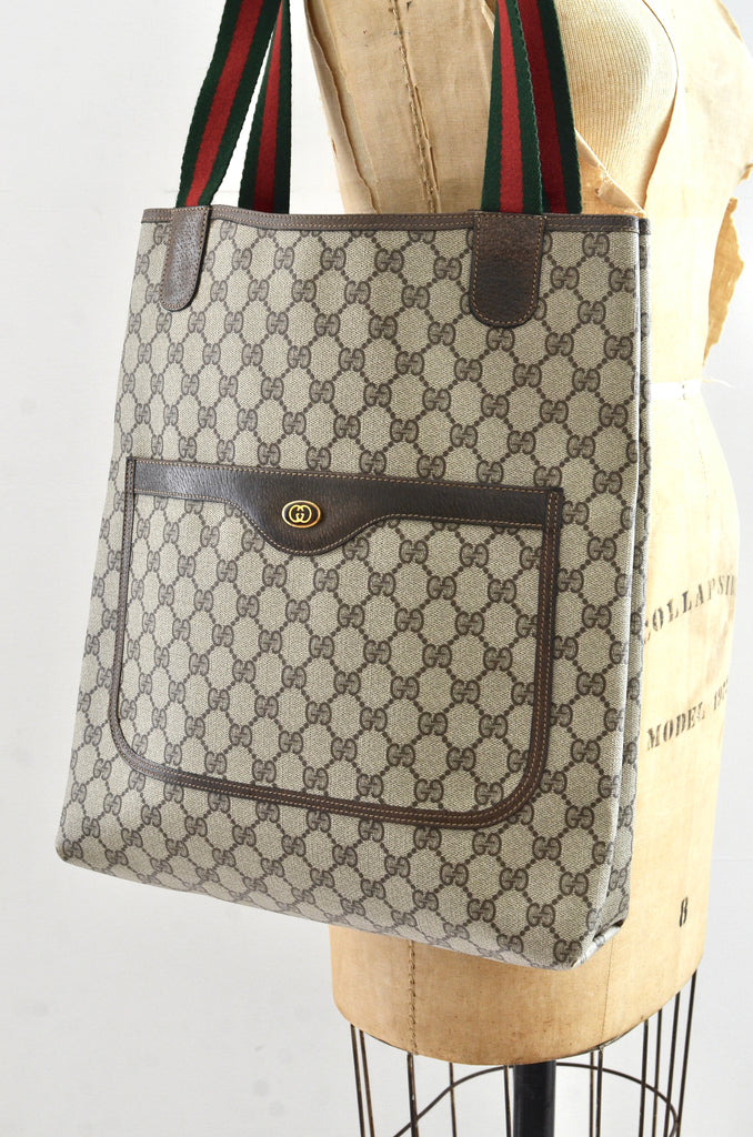 Gucci, Bags, Vintage Gucci Web Sherryline Tote Bag