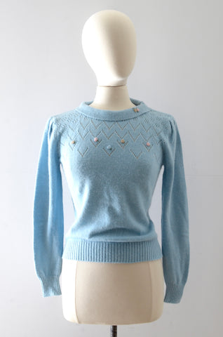 Vintage 1970s Pointelle Sweater