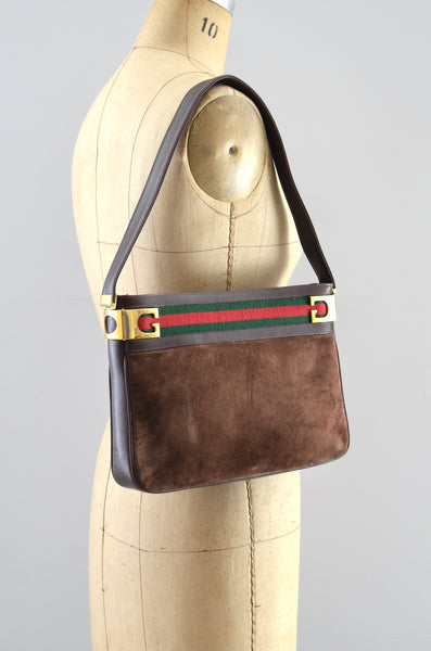 Rare 1970s Gucci Suede Shoulder Bag