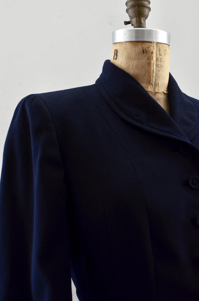 Vintage 1940s Navy Blue Gabardine Jacket