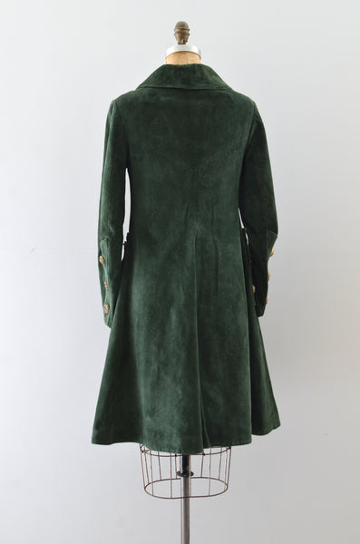 Vintage 70s Green Suede Leather Coat