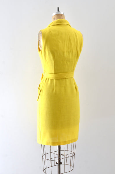 Vintage 1960s Yellow Wrap Dress