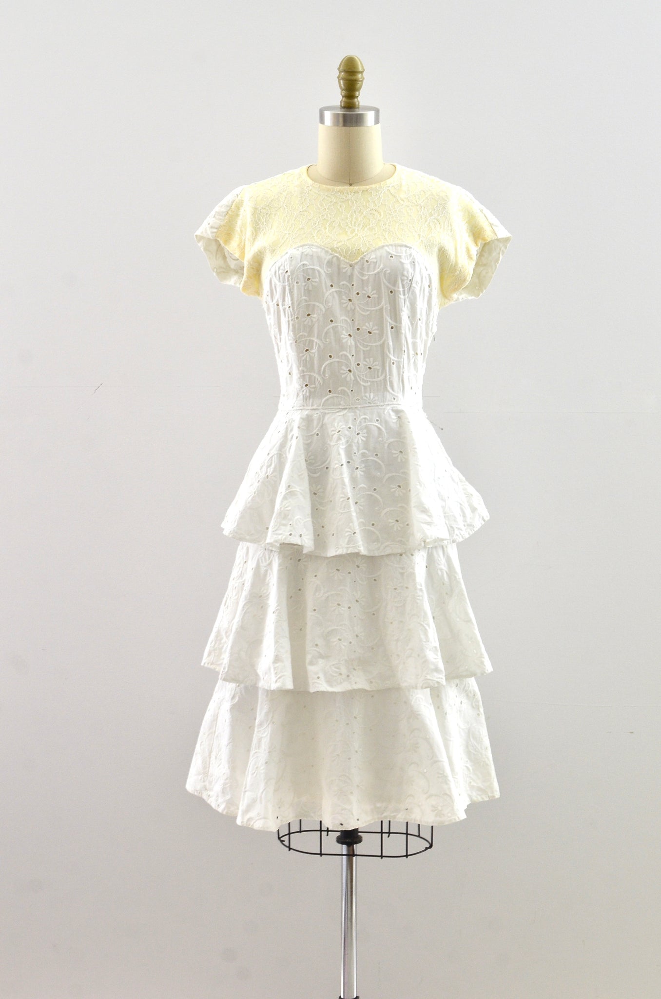 Vintage 1940's Eyelet Tiered Dress