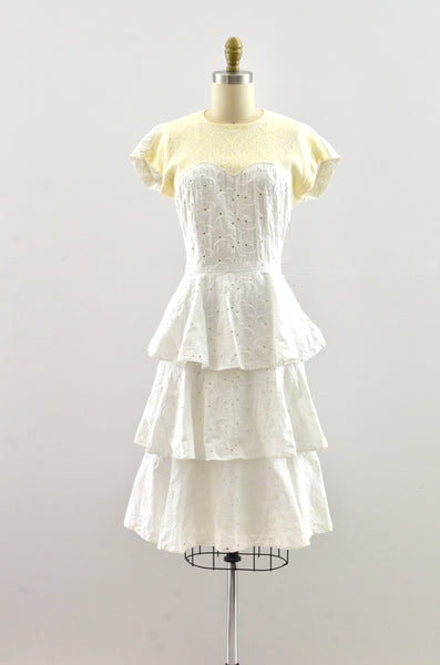 Vintage 1940's Eyelet Tiered Dress