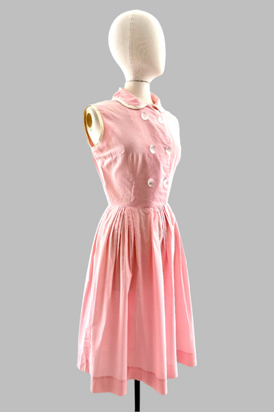 1950s Pink Swiss Dot Dress