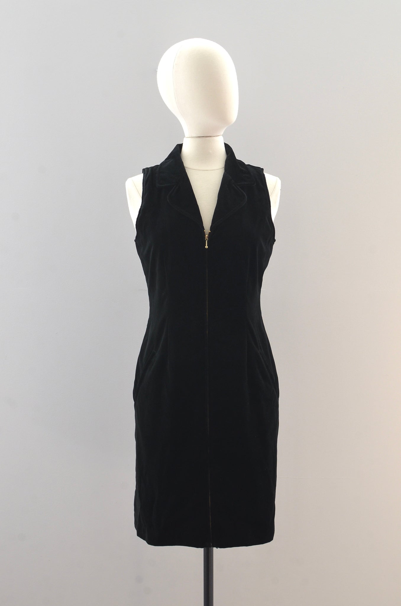 Vintage 90s Velvet Zipper Front Dress Pickled Vintage Vintage 90s Velvet Zipper Front Dress Pickled Vintage