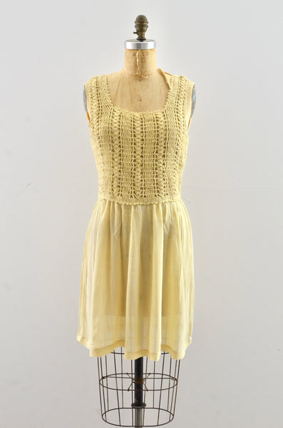 Vintage 1970's Crochet Cotton Gauze Dress Tunic