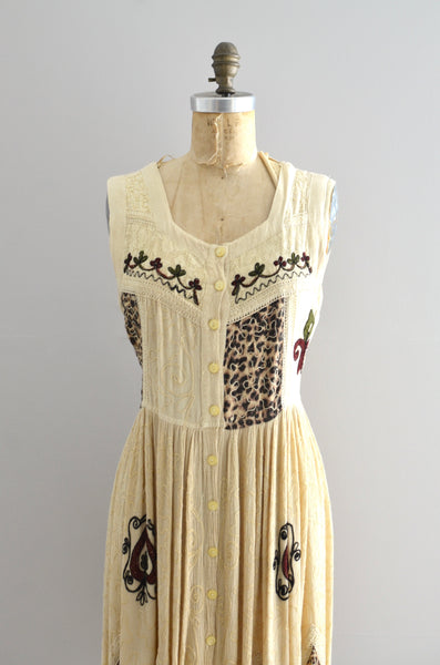 Vintage 90s Embroidered Gauze Dress