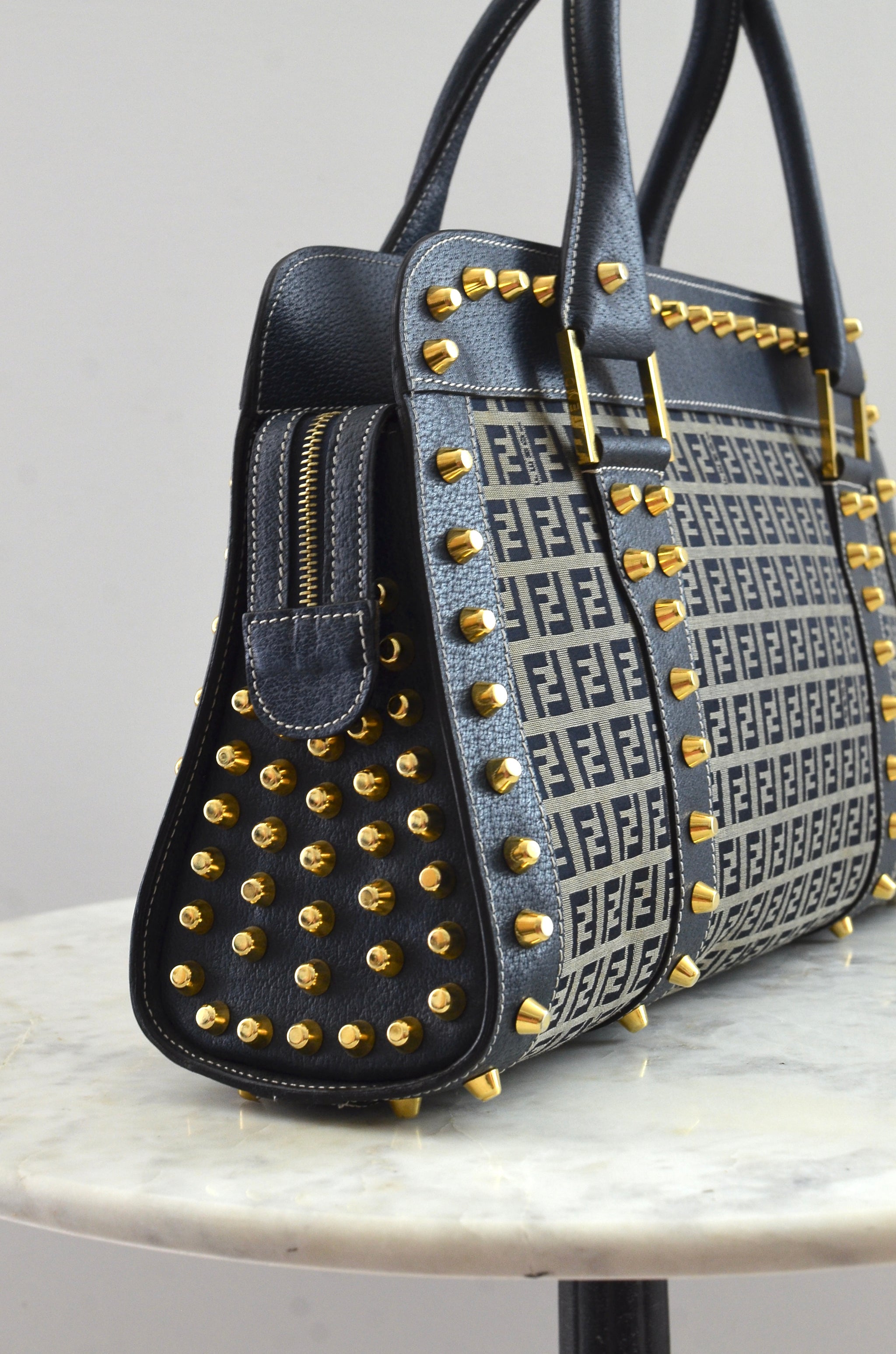 Fendi Studded Top Handle Bag