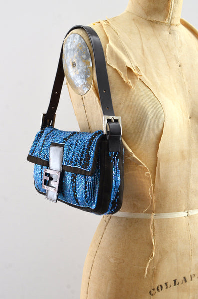 Rare Fendi Baguette Beaded Silk Bag