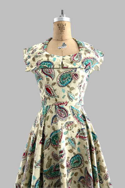 Vintage 1950s Paisley Dress
