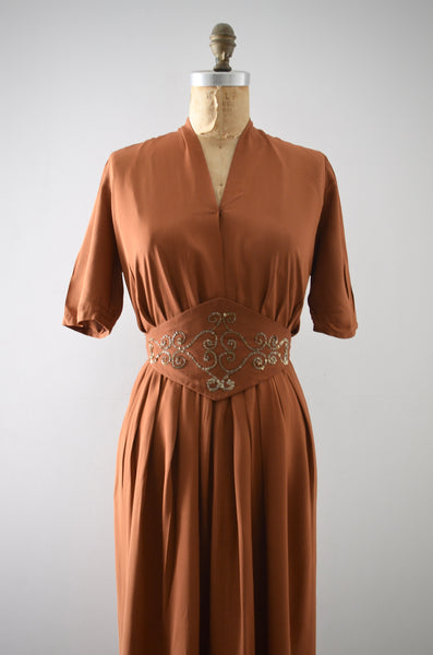 Vintage 1940s Terracotta Dress