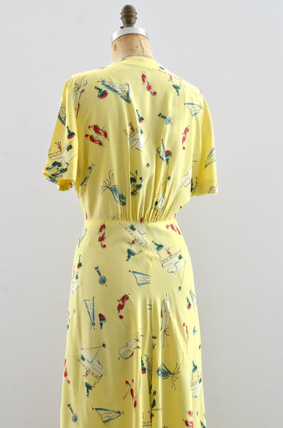 1950's Novelty Print Dressing Gown