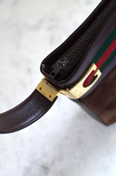 Rare 1970s Gucci Suede Shoulder Bag