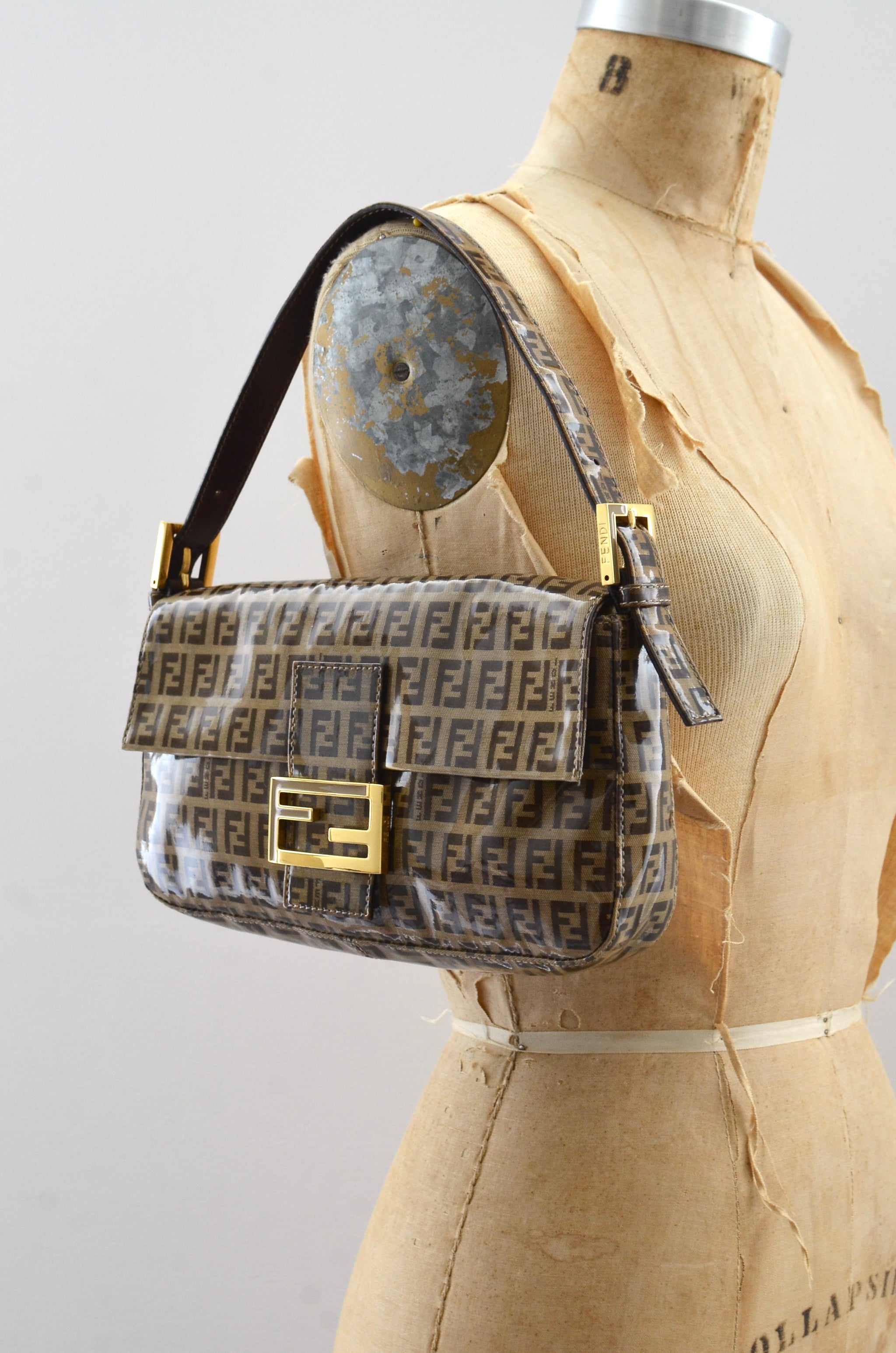 Fendi Baguette Tobacco Zucchino Bag Pickled Vintage