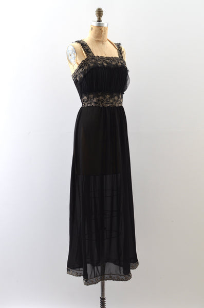 Vintage 1950s Soutache Noir Negligee